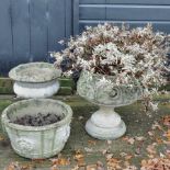 A reconstituted stone planter on stand, 50cm tall overall,