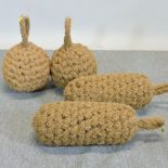 A pair of coir ball fenders,