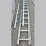 A large aluminium ladder, in two sections, 350cm closed,