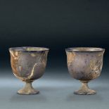 A PAIR OF CHINESE UNEARTHED SILVER CUPS