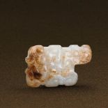 SPRING AND AUTUMN PERIOD (770-476 BC) AN ARCHAIC WHITE JADE 'ELEPHANT' PENDANT L 2.5 cm. (1 in.)