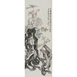 HUANG BINHONG    (1865-1995) Blossoming Flowers ink and colour on paper, hanging scroll, signed
