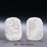 QING DYNASTY (1644-1911) A WHITE JADE PLAQUE L 5.5 cm. (2 1/8 in.) T 0.7 cm. 清 白玉「風雲際會」牌