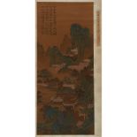 LIANG GUOZHI    (1723-1786) Imperial Hua Qing Gong ink and colour on paper, hanging scroll, signed