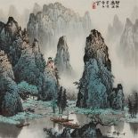 BAI XUESHI    (1915-2011) Rainy Lijiang ink and colour on paper, hanging scroll, signed XUE SHI,