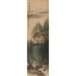 FU BAOSHI    (1904-1965) Scholar In Mountain ink and colour on paper, hanging scroll, signed FU