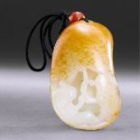 QING DYNASTY (1644-1911) A WHITE AND RUSSET JADE 'SQUIRREL AND PUMPKIN' PENDANT L 5.4 cm. (2 1/8