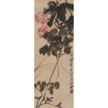 QI BAISHI    (1864-1957) Blossoming Flowers ink and colour on paper, hanging scroll, signed BAI