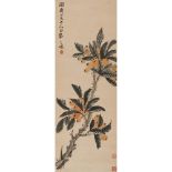 ZHAO ZHIQIAN    (1829-1884) Loquat ink and colour on paper, hanging scroll, signed ZHI QIAN, with