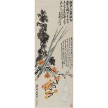 WU CHANGSHUO    (1844-1927) Blossoming Flowers ink and colour on paper, mounted, signed WU CHANG