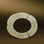 SPRING AND AUTUMN PERIOD (770-476 BC) THREE PIECES OF ARCHAIC YELLOW JADE DISCS, BI D 11.8 cm. (4