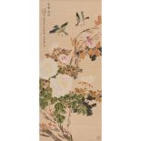 SONG MEILING    (1897-2003) Blossoming Flowers and birds ink and colour on paper, hanging scroll,