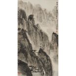 YA MING    (1924-2002) Landscape ink on paper, hanging scroll, signed YA MING, dated 1981,