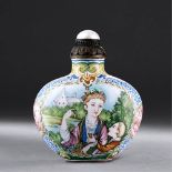 QING DYNASTY (1644-1911) A CANTON ENAMEL 'WESTERN LADY FIGURE' SNUFF BOTTLE 'YONGZHENG NIAN ZHI'