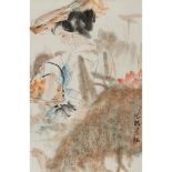 ZHOU SICONG    (1939-1996) Maiden ink and colour on paper, hanging scroll, signed SI CONG,