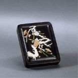 QING DYNASTY (1644-1911) A MASSIVE INLAID ZITAN INKSTONE BOX AND COVER L 8.7 cm. (3 1/2 in.)