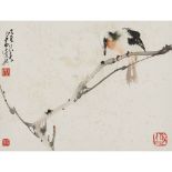 ZHAO SHAOANG    (1905-1998) Flowers And Bird ink and colour on paper, album, signed SHAO ANG, with