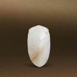 WARRING STATES PERIOD (475-221 BC) A WHITE JADE QIN-STYLE CARVING OF CICADA  L 4.6 cm. (1 7/8 in.)