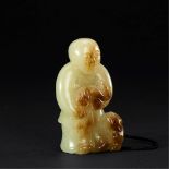 SONG DYNASTY (960-1279) A YELLOW AND RUSSET JADE 'BOY AND BADGERS' PENDANT H 6.3 cm. (2 1/2 in.) 宋