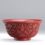 QIANLONG PERIOD (1736-1795) A CARVED CINNABAR LACQUER BOWL D 14 cm. (5 1/2 in.) Provenance: Bonhams'