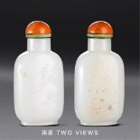 QING DYNASTY (1644-1911) A WHITE JADE PRUNUS BLOSSOM SNUFF BOTTLE H 7.2 cm. (2 7/8 in.) 清 白玉雕梅花鼻煙壺