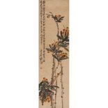 WU CHANGSHUO    (1844-1927) Loquat ink and colour on paper, hanging scroll, signed WU CHANG SHUO,