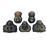 Good Selection of Indian Navy Officer Cap Badges consisting bullion embroidery Cunard India Shipping