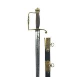 1786 Pattern Georgian Infantry / Naval Spadroon  31 inch single edged blade with large fuller.