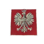 WW2 Period Polish Eagle Desk Stand Flag scarlet woollen flag with top seam to hold the flag up.