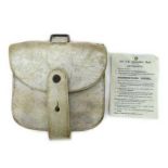 Unusual 1882 Pattern Pouch white buff leather square pouch with side expanding gusset.  Half oval