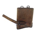 Rare Boer War Period Rifle Butt Saddle Bucket heavy brown leather open top rectangular short bucket.