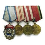 Russian Medal Group of Four Medals consisting silvered, gilt and enamel Order of the Red Banner of