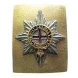 Coldstream Guards Officer’s Cross Belt Plate frosted gilt rectangular plate.  Overlaid silvered