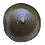 19th Century African Thick Animal Hide Shield circular hide shield with dome centre and turned