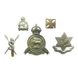 Selection of Colonial Cap Badges including KC white metal large South African Constabulary (