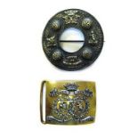 Argyll and Sutherland Highlanders Officer’s Belt Buckle and Plaid Brooch gilt rectangular buckle