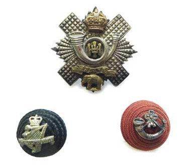 Small Selection of Officer Badges cap badges include KC silvered and gilt HLI (lugs) ... Silvered