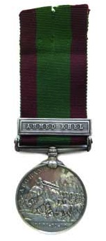 1881 Afghanistan Medal single bar “Ahmed Khel”.  Now renamed to “836 Pte D Bartley 59th Foot”.