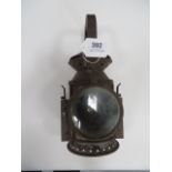 WW2 Dated Military Carriage Lamp cylindrical lamp with top chimney and large carrying handle.  Large