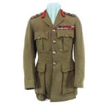 Lord Lieutenant of County Service Dress Tunic khaki single breasted open collar tunic.  Pleated