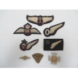 Selection of RAF etc. Cloth & Metal Badges. Includes Brass Air Gunners Winged Bullet ... Silver &