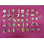 Selection of Various Other Ranks Collar Badges including KC brass Tank Corps ... Brass KOSB ... Bi-