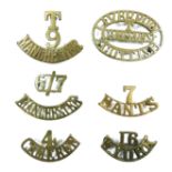 Good Selection of Brass Territorial Shoulder Titles including T5 Notts and Derby ... T7 Notts and