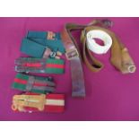 Small Selection of Various Belts consisting 2 x green stable belts with red central line ... 2 x