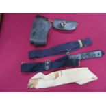 Post 1901 Rifles Officer’s Pouch and Belt black Morocco leather full front flap pouch.  The front