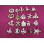 Good Selection of Infantry Cap Badges including Tudor crown bi-metal East Surrey ... KC bi-metal The