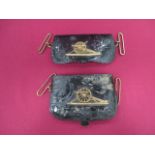 Two Pre 1901 Royal Artillery Officer’s Pouches black patent leather full front covered rectangular