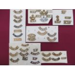 Good Selection of Brass Shoulder Titles including Kings Own ... Lancaster ... KORR ... Derby ...