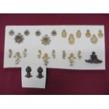 Selection of Officer Cap Badges and Matching Collar Badges consisting KC bronzed RA by Gaunt (