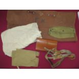 Selection of WW2 Equipment consisting Officer’s kit roll bag.  Heavy khaki brown canvas outer with